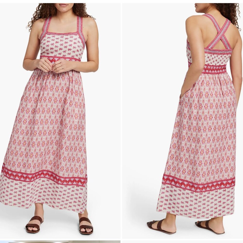 Faherty Pink and White Printed Maxi Dress